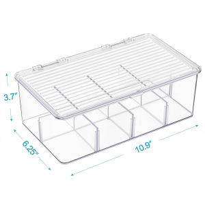 4 Grid Acrylic Organizer For Coffee Bag Tea Bag Seasoning with 3 Removable Dividers