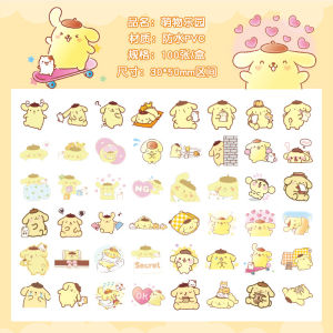 100pcs Cute Sanrio Stickers Hello Kitty PET Waterproof Stickers Phone Sticker Melody Kuromi Cinnamoroll Pompompurin Strawberry Bear