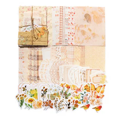 ENWEI 100 Pcs [Flower Post Office Series] Vintage Journal Material Paper Multiple Deco Paper Scrapbooking Sticker Scrapbook Kit