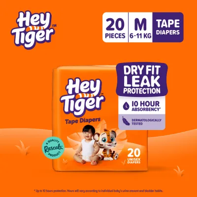 HEY TIGER Tape Medium (6-11 kg) Convenience Pack - 20 pcs - Tape Diapers
