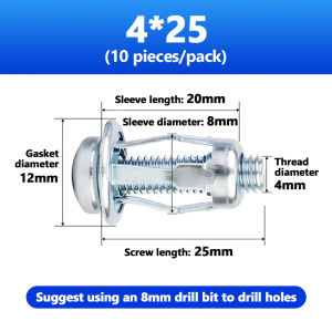 10PCS Petal Nuts Screw Jack Nuts Petal Screw Anchors Petal Expansion Plugs for Curtain Expansion Clamp Petal Rivet Lock Jack Nut Bolt M4/M5/M6/M8 花瓣式膨胀螺丝