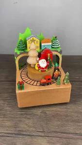 FFBH 2025 New Wooden Music Study Craft Ornament Birthday Merry Christmas Gift Clockwork Music Boxes Home Decoration K6R8Z