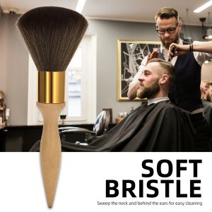 YOCKY Tay cầm gỗ Bàn chải mềm chuyên nghiệp cho tóc Khăn lau  cổ Chống tĩnh điện Bàn chải râu Dụng cụ tạo kiểu tóc Cắt tóc Bàn chải làm sạch loại bỏ bụi Tiệm