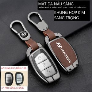 Ốp Chìa Khóa Hợp Kim Cao Cấp Hyundai Creta Elantra Tucson I10 Mặt Trong Suốt Bảo Vệ Chìa Khóa [Dùng Chung34 Nút]