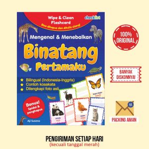 Buku Anak Wipe & Clean Flashcard Mengenal dan Menebalkan Binatang Pertamaku