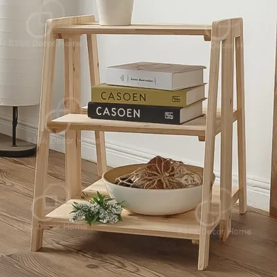 Kệ 3 tầng ván gỗ thông để sát ôm tường trang trí decor dễ thương