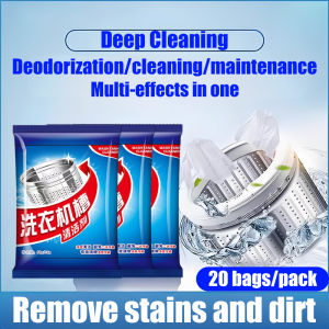 Pencuci mesin basuh Removes 99 types of dirt and bacteria Washing machine cleaner powder (20 bags x 50g) Deep stain removal Washing machine drum cleaner Antibacterial and deodorizing Drum cleaner Suitable For Home Washing Machine Sink 洗衣机槽清洁剂 洗衣机清洁剂
