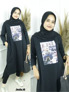 Long Tunik Terbaru 2023 Dres Jumbo Gamis Wanita Tunic VALENTIN MIDI DRES KAOS KATUN COMBED 24 S APK SABLON SIZE S M L XL XXL