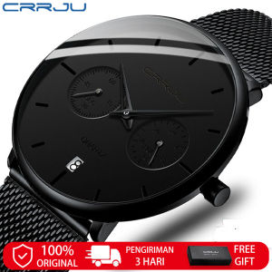 CRRJU Jam Tangan Pria Sangat Tipis 100% Original Korea Fashion Cowok Kado Ulang Tahun Jam Anti Air Quartz Laki Arloji Tahan 2162