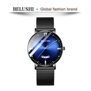 BELUSHI men watch new Quartz Casual Calendar Waterproof Stopwatch Shock Resistant Luxury Holiday gift Mineral glass Metal strap [552]