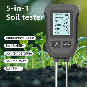 5 in 1 Digital LCD Soil Temperature Humidity PH Meter with Backlight Plant Flower Garden Measuring Tool