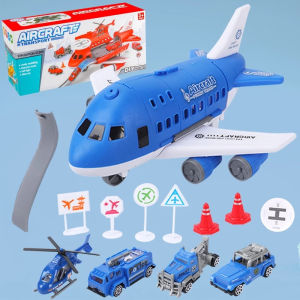 Large Storage Transformer Airplane Toy With Small car*3/Helicopter*1 kids Toys birthday present brain game Boy and girl inertial car Drop resistant early education simulation aircraft set