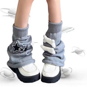 ถุงเท้ายาวลายทางสำหรับผู้หญิงสไตล์โกธิค Y2k เลกกิ้งแบบถักโฮมเมด Jk ถุงเท้าฤดูหนาวน่ารักๆถุงเท้าแขนยาวสำหรับ Permen Jepang