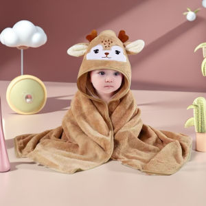 Hooded Baby Bath Towel Wrap hooded design absorbent use as stated coral fleece stated in source child-oriented design stated in source cartoon design bedroom furnishing baby bath towel