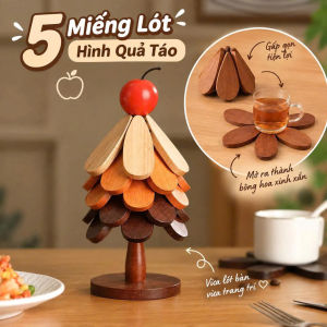 Miếng Lót Cốc Gỗ Đa Năng 2 in 1 Cây Thông Chống Nóng Mặt Bàn Phụ Kiện Trang Trí Nhà Cửa Tinh Tế