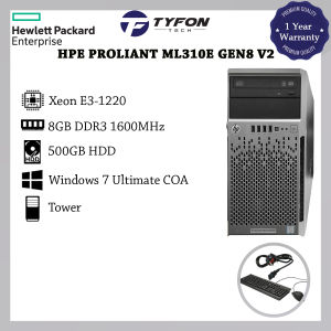 HPE ProLiant ML310e Gen8 v2 Xeon E3-1220 8GB DDR3 RAM 500GB HDD Win 7 Ultimate Tower Server (Refurbished)