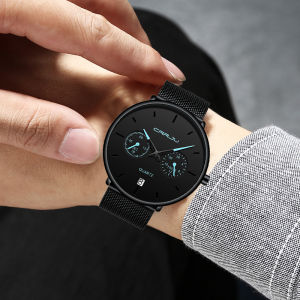 CRRJU Jam Tangan Pria Sangat Tipis 100% Original Korea Fashion Cowok Kado Ulang Tahun Jam Anti Air Quartz Laki Arloji Tahan 2162