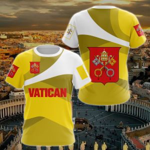 Vatican Flag & Coat of Arms Graphic Tee Summer Casual Pullover Mens Fashion Loose T-shirts Boy Oversized Short Sleeves Tops