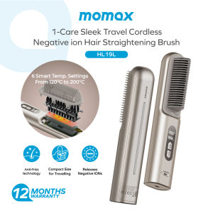 Momax HL19 1-Care Sleek Travel Cordless Negative Ion Hair Straightening Brush