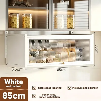 Nodric Kitchen Wall Cabinet Wall Spice Organizer with Hanging Board Flip-Up Doors Living Room Storage Shelf Food Pantry Rack
