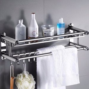 Rak Kamar Mandi Dinding Rak Bumbu Dapur Stainless Steel Rak Tempel Gantung Rak Handuk 1 2 3 Susun