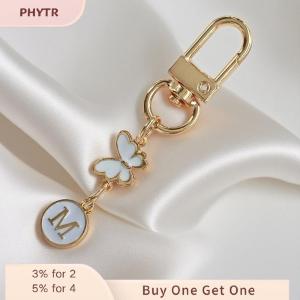 PHYTR HOT Metal Butterfly Letter Keychain Fashion A-z Letter Keyring Charms Car Key Holders Bag Pendant Accessories Jewelry Gift