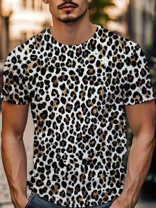 3d Printed mens short-sleeve summer hot-selling animal print T Elegant round-neck shirt