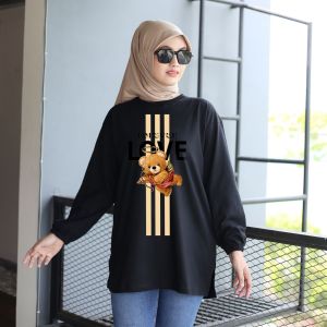 Forever cloth Kaos Oversize Lengan Kerut wanita Cotton Combed 24s Beli 4 Gratis 1 kaos Random