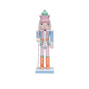 ANSINE Wood Nutcracker Puppet Macaron Color 10 Inch Nutcracker Statues Doll Handcraft Durable Nutcrackers Soldier Ornament New Year