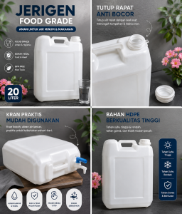 Jerigen Wadah Penyimpanan Air Sabun Minyak Madu Kapasitas 20 liter Derigen Import Bahan HDPE Food Grade