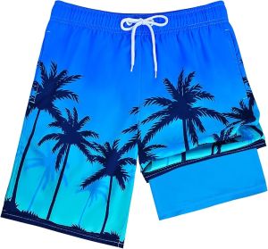 Boys Swim Trunks with Compression Liner Swim Shorts Quick Dry Boys Bathing Suit Swimsuit Swimwear Beach Shorts