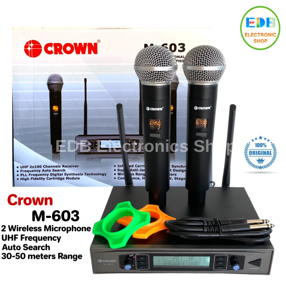 Original Crown UHF Wireless Microphone 2x100 Frequency Auto Search