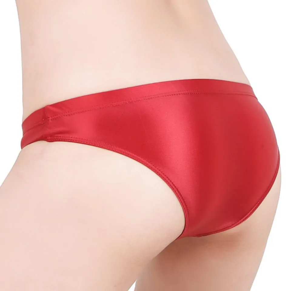 Men S Ultra-thin Briefs Shiny Satin Low Waist Panties Glossy Silky