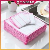 Kitchen Cloth Towels Cotton Dishcloth Super Absorbent Reusable Cleaning Cloth Daily Dish Towels Kain Dapur K01