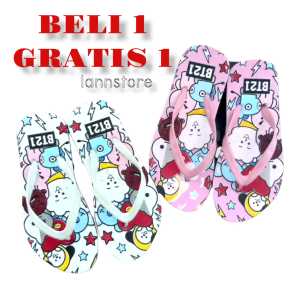 Ian Beli Satu Gratis Satu Sandal Anak Perempuan BT 21 Sendal Jepit Cewek Lucu Terbaru