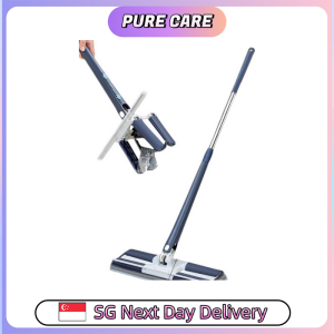 【Pure Care】 Hands-Free Flat Mop with Wiper Strip/ Lazy Mop/ Hanging Storage Mop/Dual-Use Mop