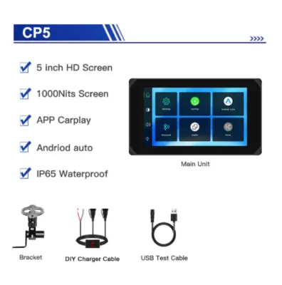 VSYS 5 inch Motorcycle Camera GPS Navigaton Wireless Carplay Android Auto Dash Cam Airplay Display Screen Portable Moto Monitor waterproof