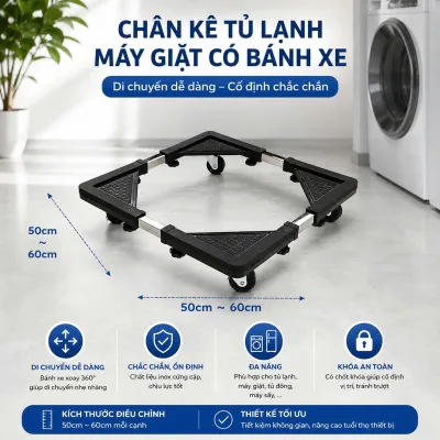 Chân kê máy giặt tủ lạnh đa năng chất liệu inox 304 cao cấp không gỉ - Giá đỡ máy giặt tủ lạnh thiết kế thông minh tùy chỉnh kích thước phù hợp với mọi loại máy giặt tủ lạnh