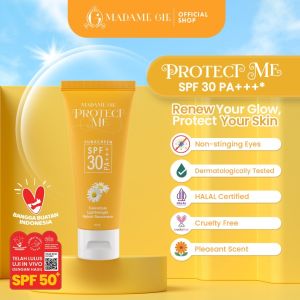 Madame Gie Sunscreen Emulsi Hydrating & Shield SPF 30/50 PA+++ dengan Calendula - Warna Kuning - Uv Protection Non-Sticky Travel Size