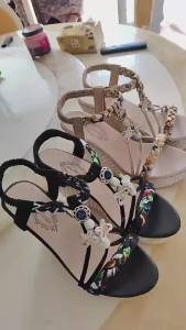 【Free Shipping】Summer New Waterproof Platform Wedge Sandals 2025 Color Block Ethnic Open-Toe Beach Shoes Womens Fashionable Breathable Sandals