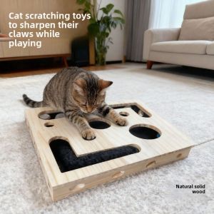 OKONOK Interactive Cat Nail File Box Maze Tunnel With Bell Ball Interactive Cat Toy  Sandpaper Inside Cat Scratching Posts Indoor