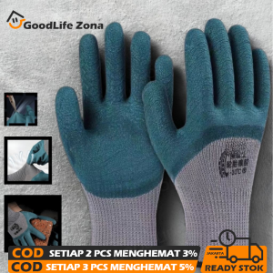 12 Pasang Sarung Tangan Kerja Safety Proyek Nylon Polyester Lapis Latex Palmfit