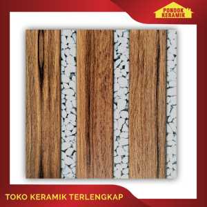 Keramik Lantai Avignon Motif Kayu dan Batu 40x40 Olten Brown - I