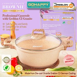 PANCI CASSEROLE 24 CM GERMANY GRANITE COATING - Gohappy GHG-86 Die cast pan panci Stock pot highes quality