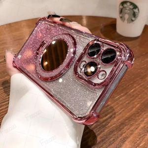 Luxury Magsafe Wireless Charging Glitter Phone Case For iPhone 11 Pro Max X XS Max XR 8 7 6 6S Plus Se 2020 Plating Mirror Shockproof Bracket Cover Casing
