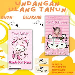 Undangan Ulang Tahun Anak HELLO KITTY Custom Karakter  Free Foto Design dan Plastik