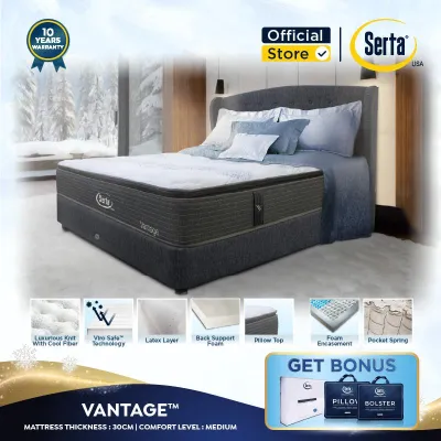 SERTA Vantage [Medium] - Kasur Spring Bed with Cooling Tech [Mattress Only]