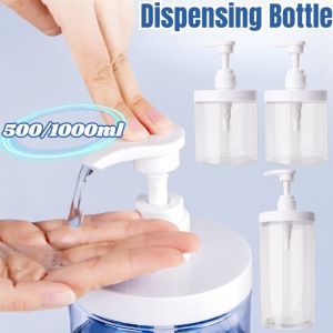GLOBECART PET Empty Pump Dispenser Bottles Large Capacity Portable Hand Soap Dispenser Durable Wide Mouth Refillable Bottle Shampoo