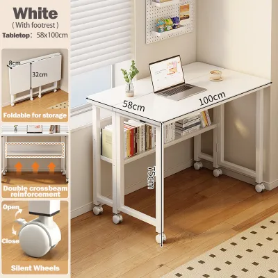 Global Study Desk Foldable Mobile Adjustable Table Space Saving Home Office Computer Desk Easy to Store