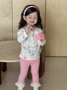 Girls Spring and Autumn Two-Piece Pajama Set 2026 Autumn clothing for babies home pajamas childrens loungewear set